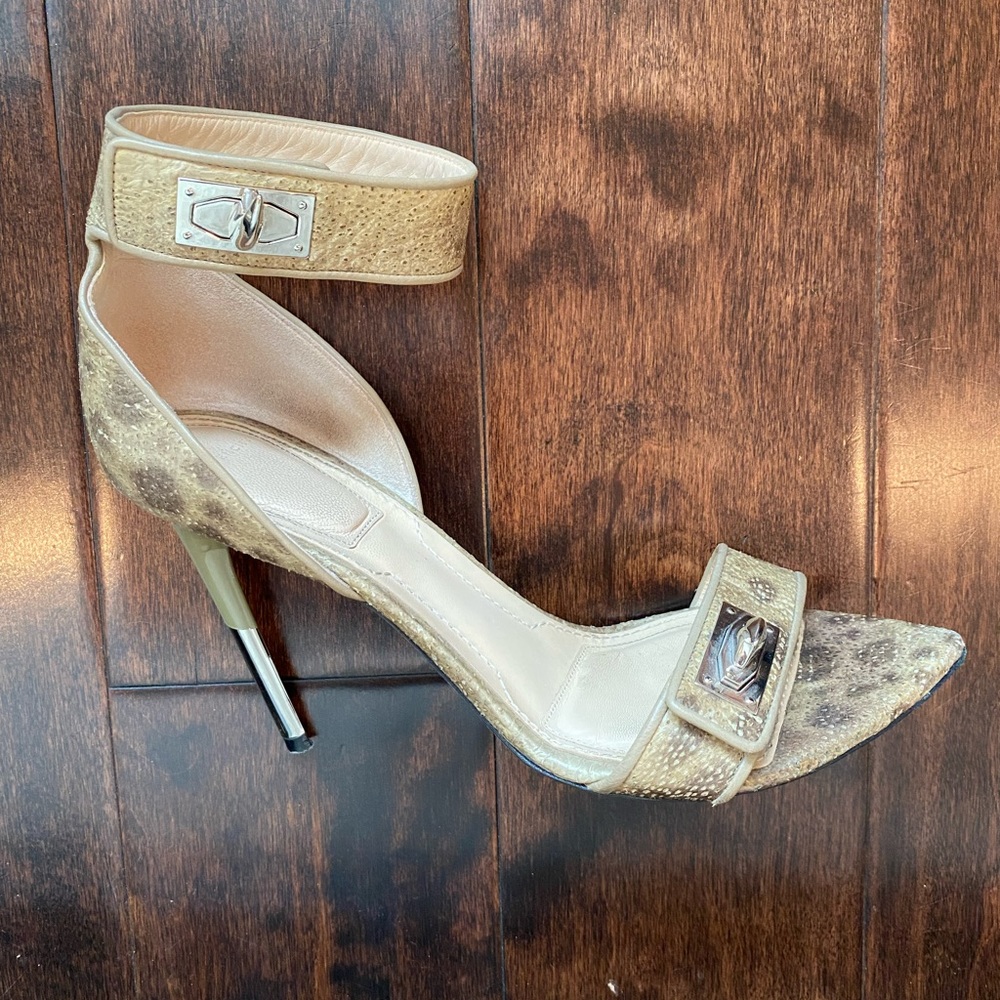 Givenchy Animal Print Silver Claw Sandal Ankle Strap Heel